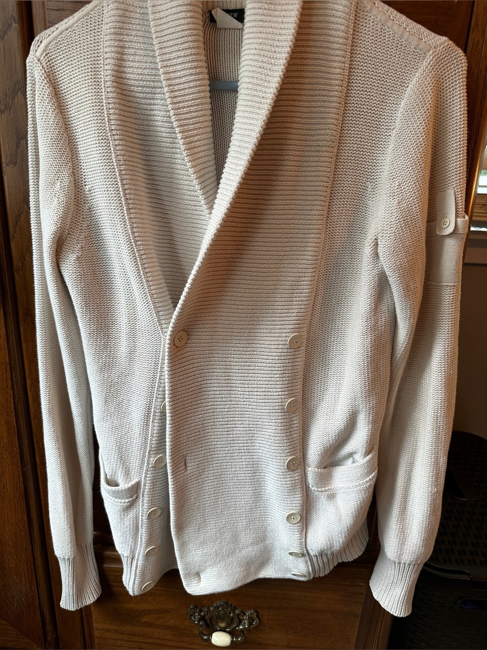 J. Crew women's Shawl Collar Double-Breasted Cardigan in Light Cream